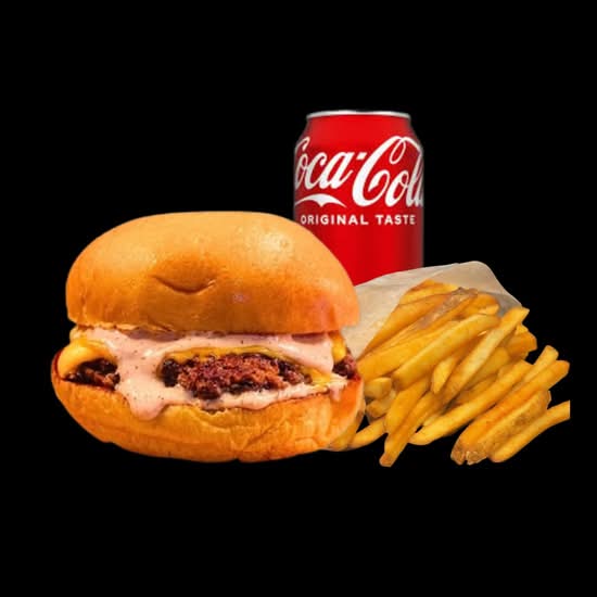 smash burger+fries+pop