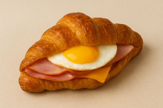 Croissant jambon œuf fromage + café régulier