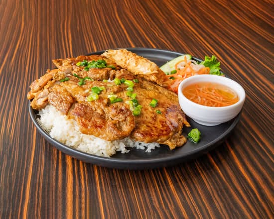 Lemongrass Grilled Pork Chop, Chicken, Bean Curd Shrimp
