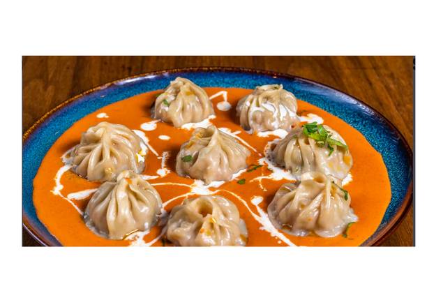 butter chicken sauce  mattar Paneer momo (peas & cottage cheese )
