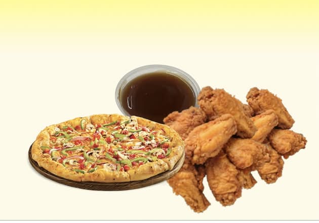 14" 3 Toppings Pizza, 15 Wings & Dipping Sauce