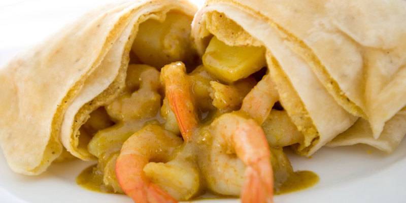 Curry Shrimp Roti (DHALPOURI)