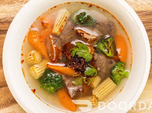 Tender beef and vegetable soup