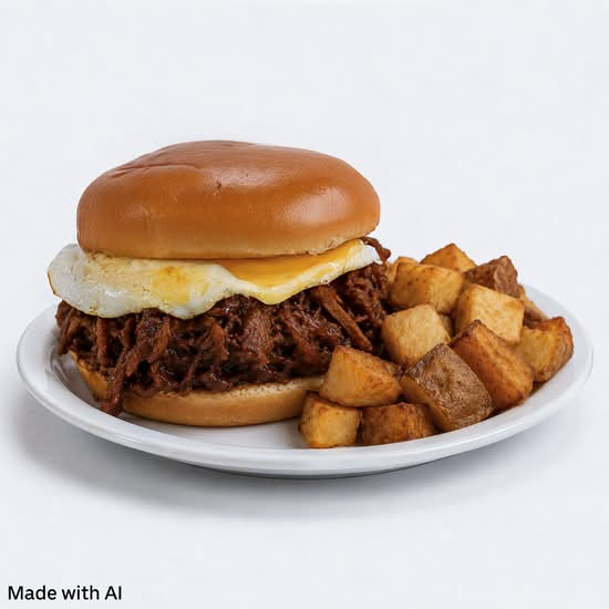 Pulled Pork Sammy Cheese and Eggs