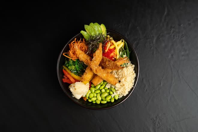 Poké aux crevettes tempura (5 mrcx) / Tempura shrimp (5 pcs) poke