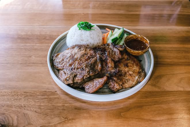 Grilled Pork Chops with Rice