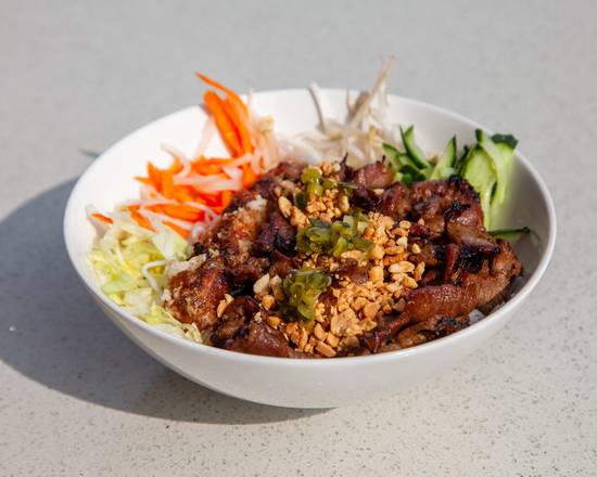 28. Grilled Sliced Beef, Pork & Spring Roll Vermicelli Bowl  Bún Thịt Nướng Chả Giò