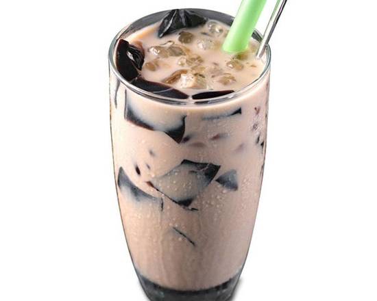Grass jelly oat milk tea(vegan)