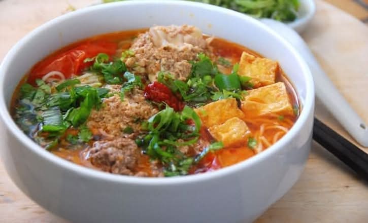 Crab udon noodle soup/ bánh canh cua, 3 đậu, 3 viên cua, 3 tôm