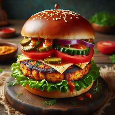 Punjabi   Aloo  Tikki  Burger with Noodle