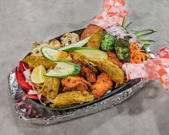 Tandoori Chicken Platter  (Hariyali, Malai, Chicken, Tandoori Chicken, Chieck Sheek Kebab ) - 3 pcs each; Comes with family naan