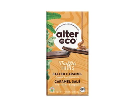 Alter Eco Dark Chocolate Truffle Thins Bar Salted Caramel