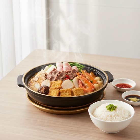150. Assorted Meat and Seafood with Deep-Fried Tofu in Hot Pot 八珍豆腐煲