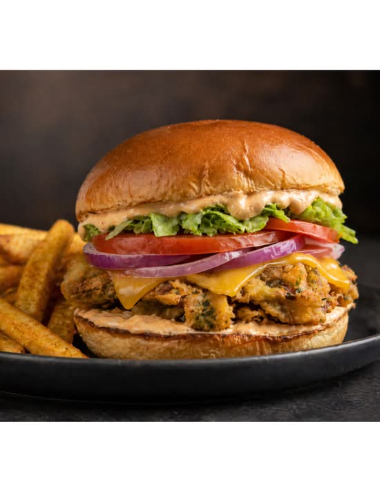 Aloo Tikki Burger and Fries