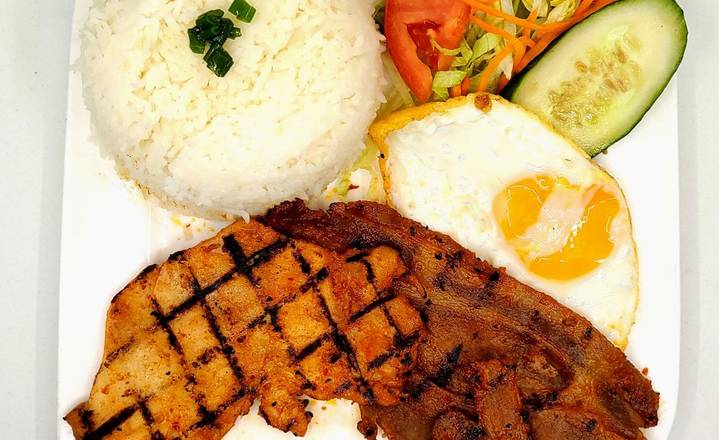 C11. Com Ga Nuong, Thit Nuong, Trung Op La - Chicken, Pork, Fried Egg