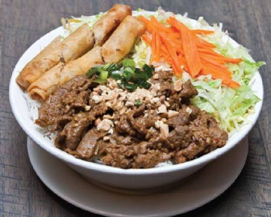 #36 Vermicelli Grilled Beef Satay and Spring Rolls