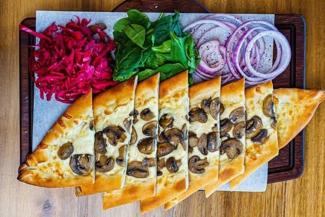 Mozzarella Pide with Mushrooms (Kasarli Mantarli Pide)