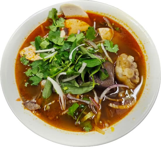 433. "Hue Style" Beef And Pork Hock with Vermicelli Soup (Spicy) [Bún Bò Huế (Cay)]