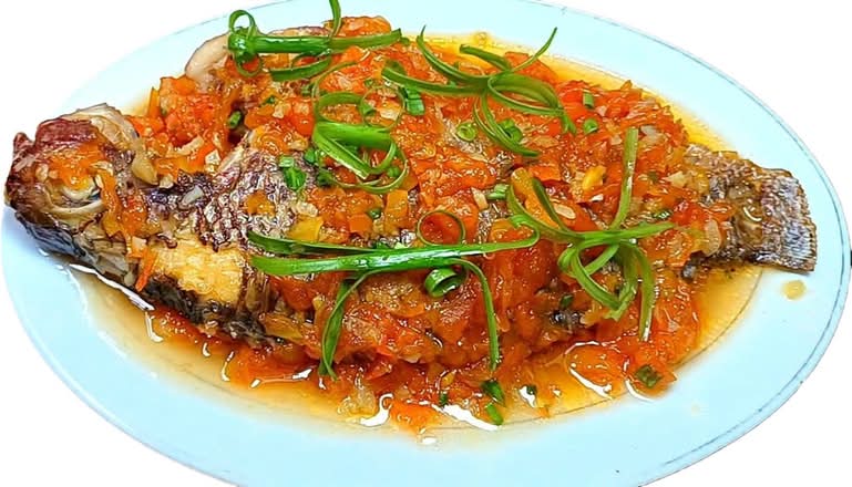 829. Fried Tilapia Fish with Sweet and Sour Sauce (Cá Phi Sốt Cà)