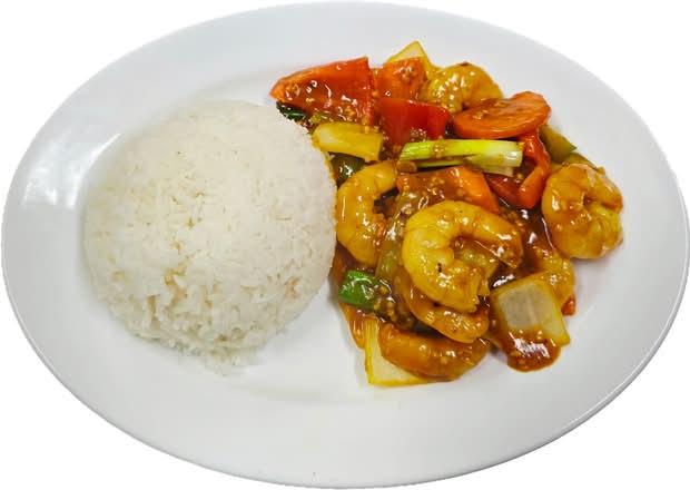 T09. "Thai Style" Shrimp Red Curry on Rice (Cơm Tôm Xào Cari Thái Lan)