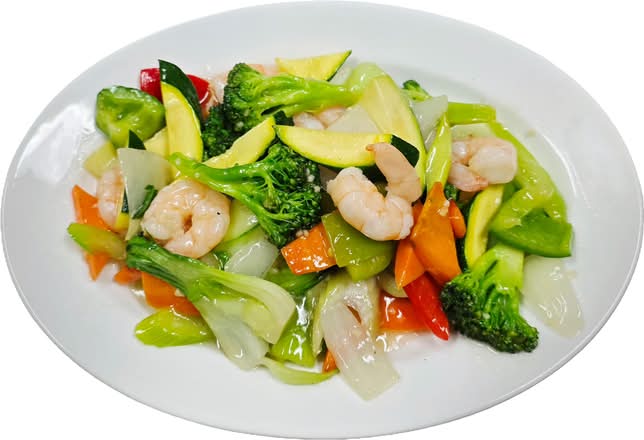 802. Shrimp Sauteed Vegetables (Tôm Xào Rau Cải)