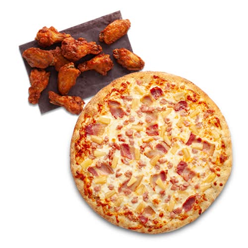 Petite Pizza Hawaïenne + Ailes de Poulet (10 Ailes)