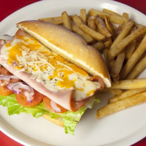Ham & Cheese Melt Sandwich and Fries