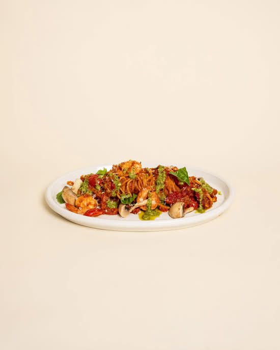 Basil Tomato Shrimp Pasta