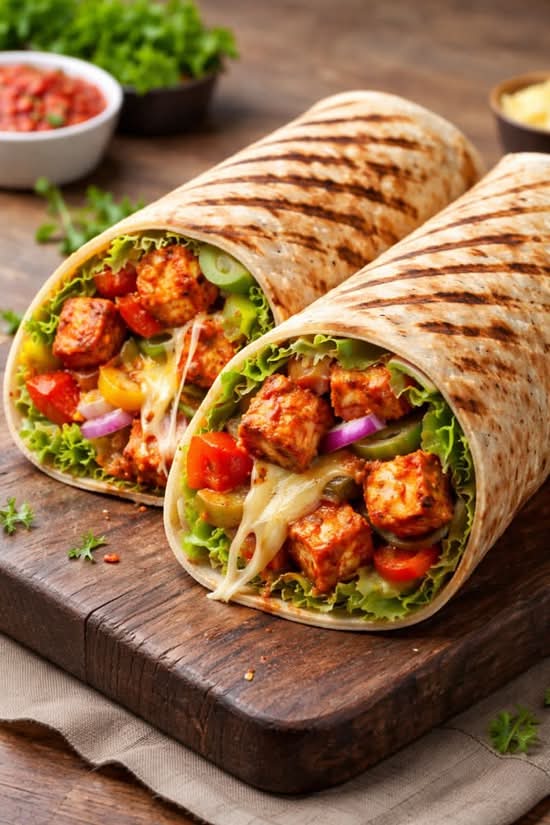 Grilled Cheesy Paneer Veggie Wrap