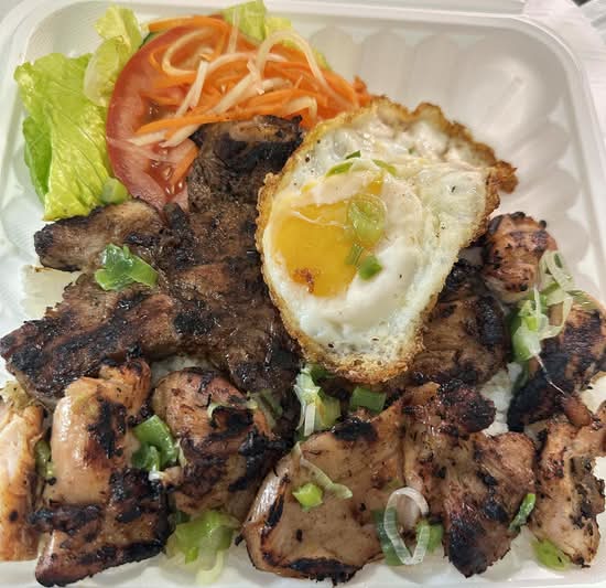 506. Grilled Pork Chop & Minced Pork & Fried Egg – Cơm Sườn, Chả Trứng