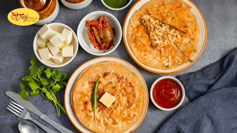 Punjabi Paneer Paratha with Dahi & Pickle