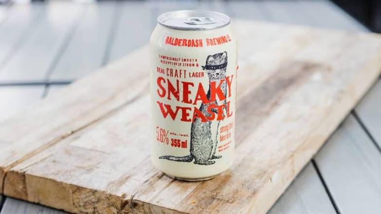 Sneaky Weasel Lager, 355ml Canned Beer (5.6%25 ABV)