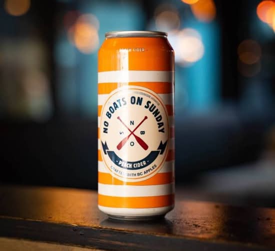 No Boats on Sundays Peach Cider, 473ml Canned Cider (5%25 ABV)