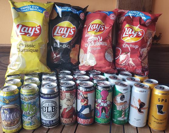 4 pack craft beers & chips