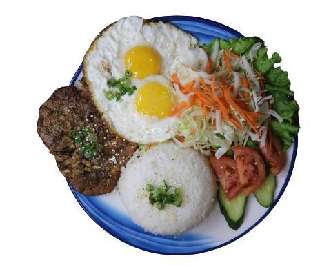 52. Sunny Side Up Eggs (2 pcs) with Grilled Lemongrass Pork Chop