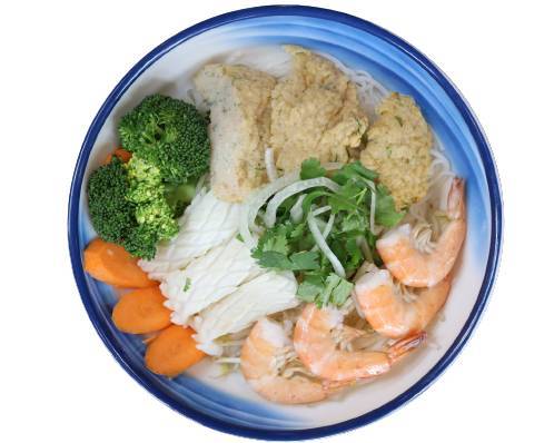 24. Rice Noodle with Fish Cakes, Prawns, & Squids