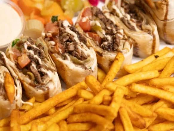Beef shawarma wrap plate