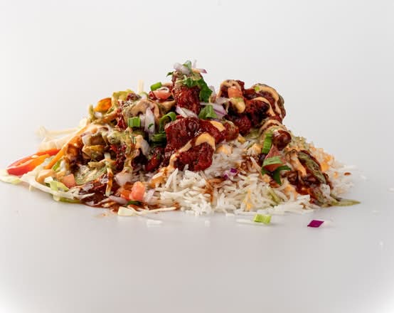 crispy butter chicken rice bowl