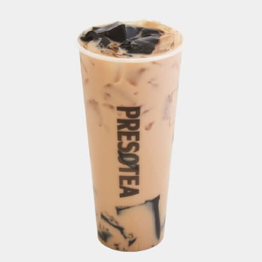 Thé au lait avec gelée d'herbe / Grass Jelly Milk Tea
