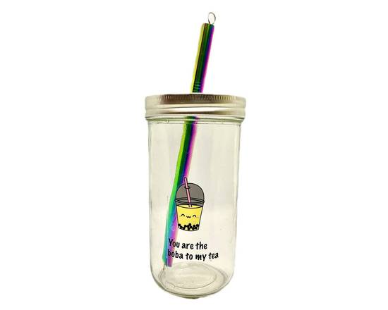 Bubble Tea Jar with Metal Straw & Cleaner (perfect gift idea 🎁)