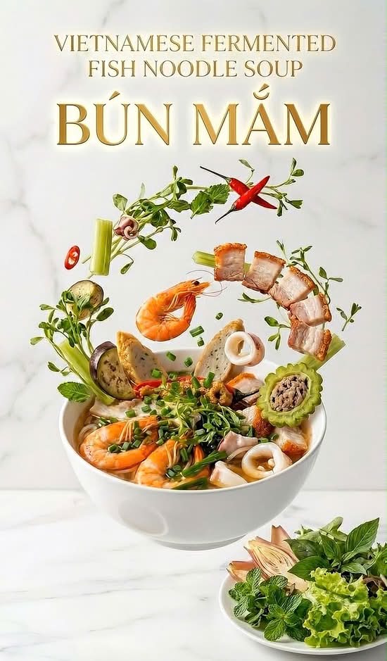VM03 - VIETNAMESE FERMENTED FISH VERMICELLI SOUP BOWL - Bún Mắm