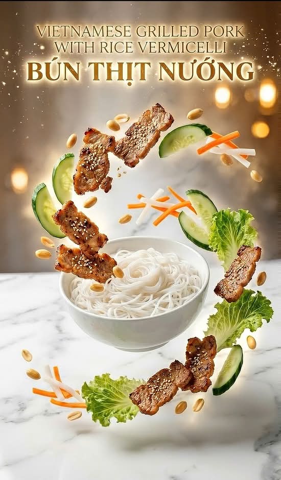 VM15 - GRILLED PORK W/ VERMICELLI NOODLES - Bún Thịt Nướng