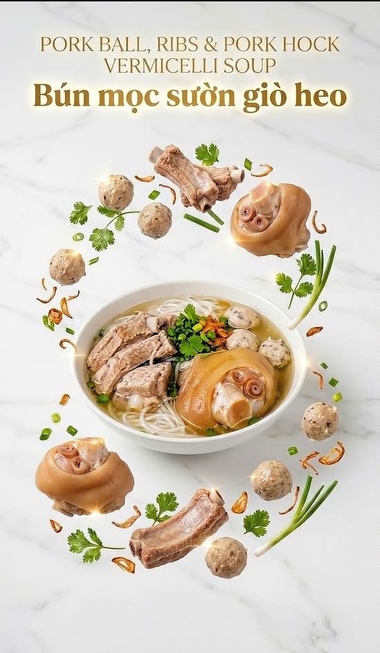 VM10 - PORK BALL & RIBS NOODLE SOUP - Bún Mọc Sườn Giò Heo