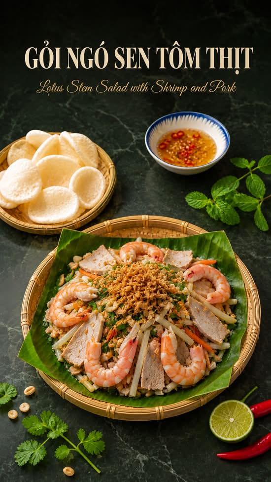 SL06 - LOTUS ROOT SALAD WITH PORK & SHRIM - Gỏi Ngó Sen Tôm Thịt