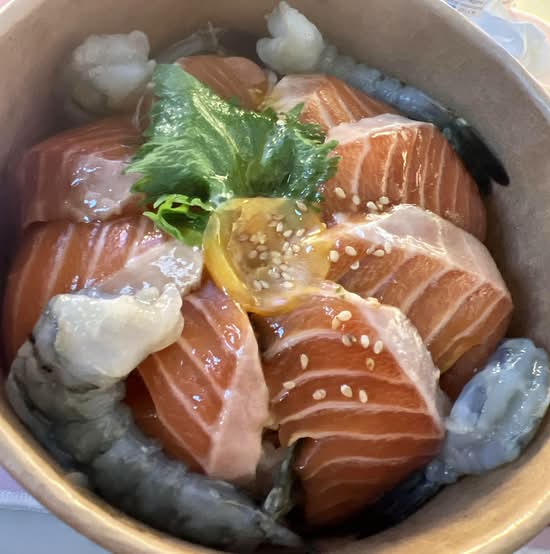 Soy Salmon & Tiger Prawn Don