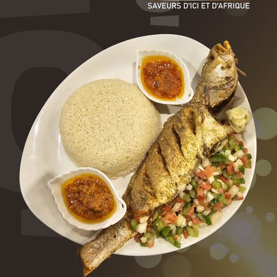 Assiette Poisson Bar entier frit / Fried sea bass Plate