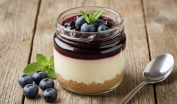 Eggless Blueberry Cheesecake Jar (Freshly Homemade)