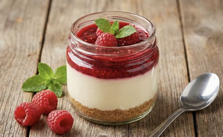 Eggless White Chocolate Raspberry Cheesecake Jar (Freshly Homemade)