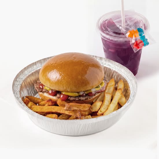 Hamburger, frites + breuvage