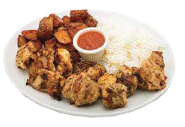 Chicken Leg Shish Kabob (Side, Salad, Pita)